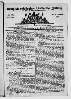 Königlich privilegirte Berlinische Zeitung von Staats- und gelehrten Sachen vom 23.11.1867