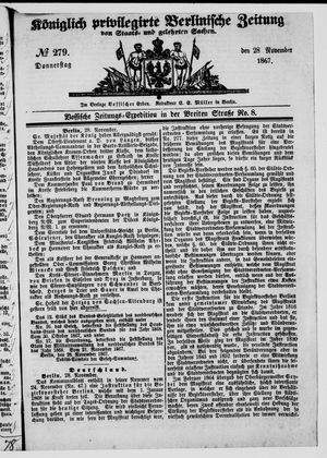 Königlich privilegirte Berlinische Zeitung von Staats- und gelehrten Sachen vom 28.11.1867