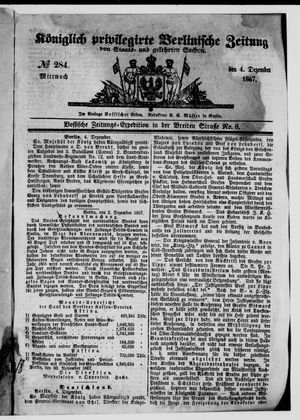 Königlich privilegirte Berlinische Zeitung von Staats- und gelehrten Sachen vom 04.12.1867