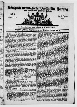 Königlich privilegirte Berlinische Zeitung von Staats- und gelehrten Sachen vom 05.01.1868