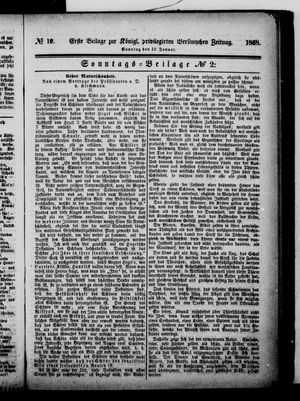 Königlich privilegirte Berlinische Zeitung von Staats- und gelehrten Sachen vom 12.01.1868
