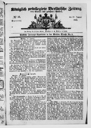 Königlich privilegirte Berlinische Zeitung von Staats- und gelehrten Sachen vom 19.01.1868