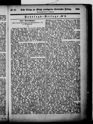 Königlich privilegirte Berlinische Zeitung von Staats- und gelehrten Sachen vom 19.01.1868