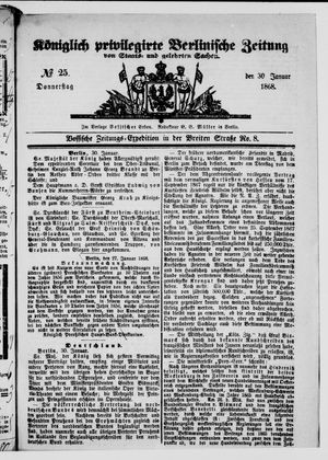 Königlich privilegirte Berlinische Zeitung von Staats- und gelehrten Sachen vom 30.01.1868
