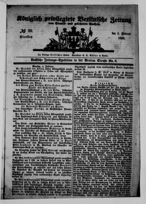 Königlich privilegirte Berlinische Zeitung von Staats- und gelehrten Sachen vom 04.02.1868