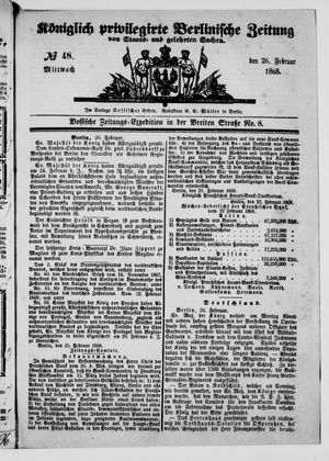 Königlich privilegirte Berlinische Zeitung von Staats- und gelehrten Sachen on Feb 26, 1868