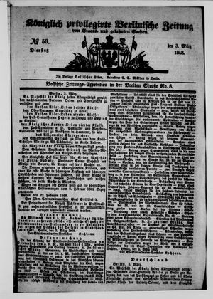 Königlich privilegirte Berlinische Zeitung von Staats- und gelehrten Sachen vom 03.03.1868