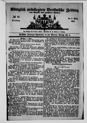Königlich privilegirte Berlinische Zeitung von Staats- und gelehrten Sachen on Mar 5, 1868