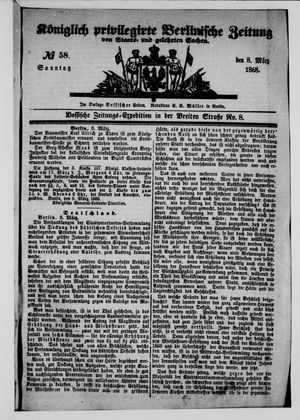 Königlich privilegirte Berlinische Zeitung von Staats- und gelehrten Sachen vom 08.03.1868