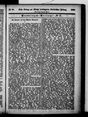 Königlich privilegirte Berlinische Zeitung von Staats- und gelehrten Sachen vom 26.04.1868