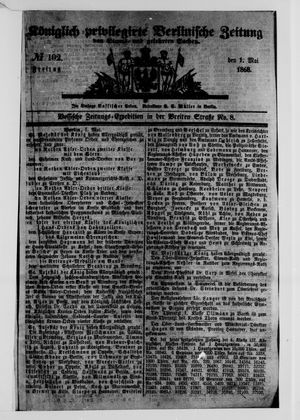 Königlich privilegirte Berlinische Zeitung von Staats- und gelehrten Sachen on May 1, 1868