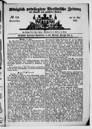 Königlich privilegirte Berlinische Zeitung von Staats- und gelehrten Sachen vom 14.05.1868