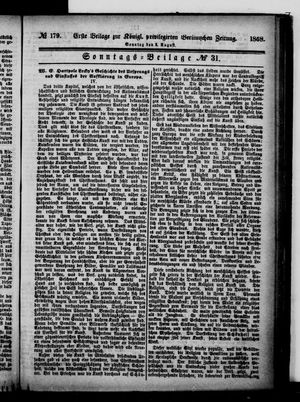 Königlich privilegirte Berlinische Zeitung von Staats- und gelehrten Sachen on Aug 2, 1868