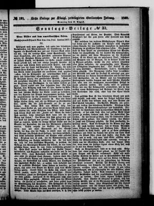Königlich privilegirte Berlinische Zeitung von Staats- und gelehrten Sachen vom 16.08.1868