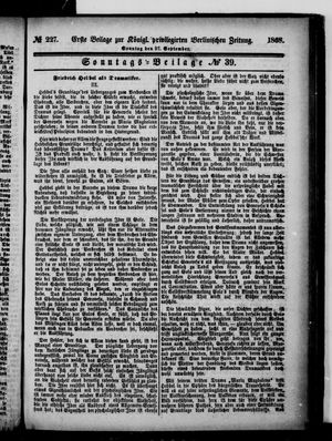 Königlich privilegirte Berlinische Zeitung von Staats- und gelehrten Sachen vom 27.09.1868