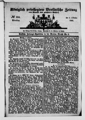 Königlich privilegirte Berlinische Zeitung von Staats- und gelehrten Sachen vom 06.10.1868