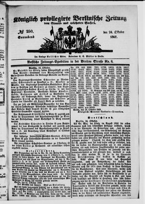 Königlich privilegirte Berlinische Zeitung von Staats- und gelehrten Sachen vom 24.10.1868
