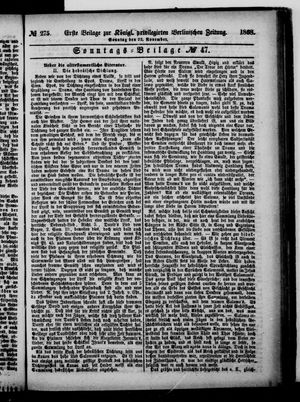 Königlich privilegirte Berlinische Zeitung von Staats- und gelehrten Sachen vom 22.11.1868