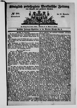 Königlich privilegirte Berlinische Zeitung von Staats- und gelehrten Sachen vom 28.11.1868