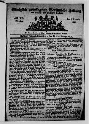 Königlich privilegirte Berlinische Zeitung von Staats- und gelehrten Sachen vom 08.12.1868
