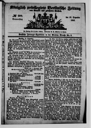 Königlich privilegirte Berlinische Zeitung von Staats- und gelehrten Sachen vom 10.12.1868