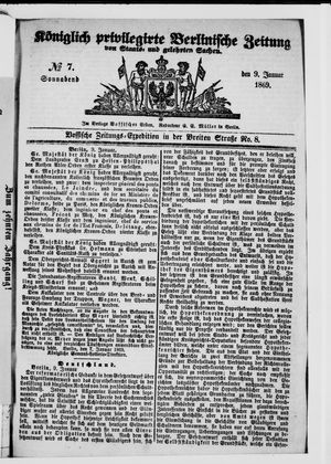 Königlich privilegirte Berlinische Zeitung von Staats- und gelehrten Sachen on Jan 9, 1869