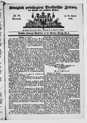 Königlich privilegirte Berlinische Zeitung von Staats- und gelehrten Sachen vom 20.01.1869