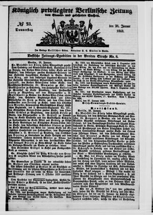 Königlich privilegirte Berlinische Zeitung von Staats- und gelehrten Sachen vom 28.01.1869