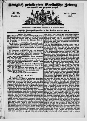 Königlich privilegirte Berlinische Zeitung von Staats- und gelehrten Sachen on Jan 29, 1869