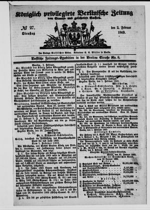 Königlich privilegirte Berlinische Zeitung von Staats- und gelehrten Sachen vom 02.02.1869