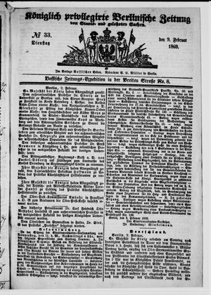 Königlich privilegirte Berlinische Zeitung von Staats- und gelehrten Sachen on Feb 9, 1869