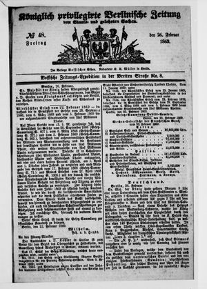 Königlich privilegirte Berlinische Zeitung von Staats- und gelehrten Sachen on Feb 26, 1869