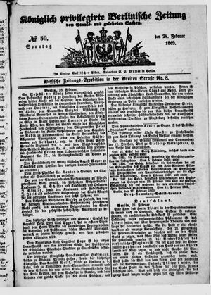 Königlich privilegirte Berlinische Zeitung von Staats- und gelehrten Sachen on Feb 28, 1869