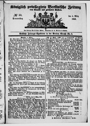 Königlich privilegirte Berlinische Zeitung von Staats- und gelehrten Sachen on Mar 4, 1869