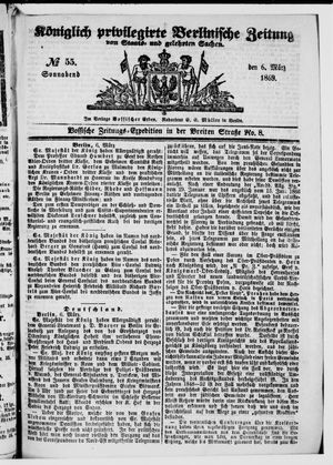 Königlich privilegirte Berlinische Zeitung von Staats- und gelehrten Sachen vom 06.03.1869