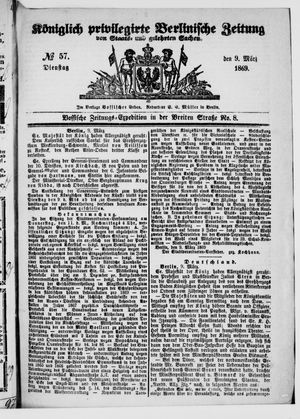 Königlich privilegirte Berlinische Zeitung von Staats- und gelehrten Sachen on Mar 9, 1869