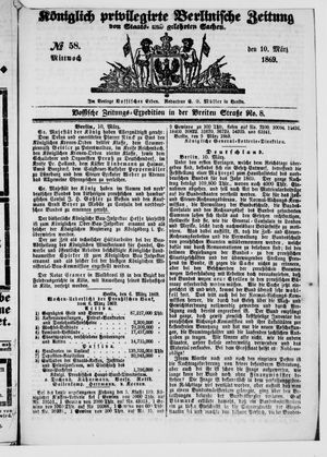 Königlich privilegirte Berlinische Zeitung von Staats- und gelehrten Sachen on Mar 10, 1869
