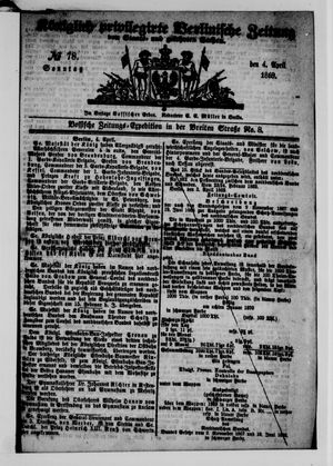 Königlich privilegirte Berlinische Zeitung von Staats- und gelehrten Sachen vom 04.04.1869