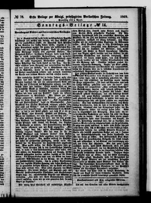 Königlich privilegirte Berlinische Zeitung von Staats- und gelehrten Sachen vom 04.04.1869