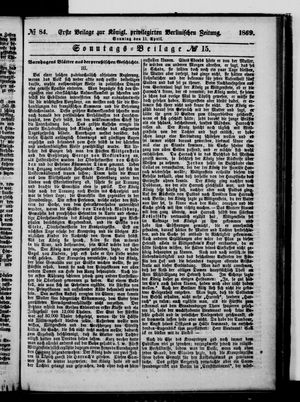 Königlich privilegirte Berlinische Zeitung von Staats- und gelehrten Sachen vom 11.04.1869