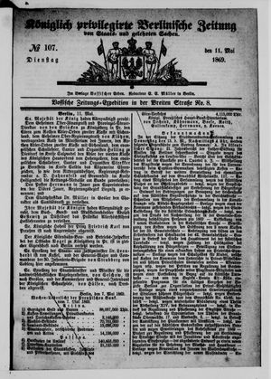 Königlich privilegirte Berlinische Zeitung von Staats- und gelehrten Sachen vom 11.05.1869