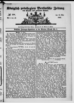 Königlich privilegirte Berlinische Zeitung von Staats- und gelehrten Sachen vom 12.05.1869