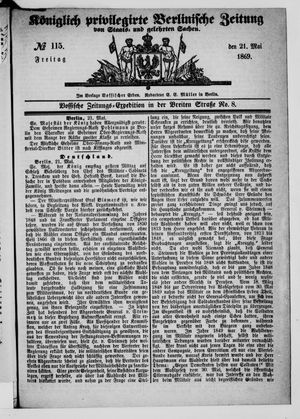 Königlich privilegirte Berlinische Zeitung von Staats- und gelehrten Sachen on May 21, 1869