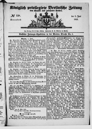 Königlich privilegirte Berlinische Zeitung von Staats- und gelehrten Sachen on Jun 5, 1869