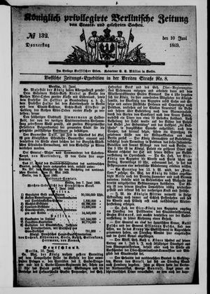 Königlich privilegirte Berlinische Zeitung von Staats- und gelehrten Sachen on Jun 10, 1869