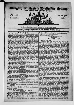 Königlich privilegirte Berlinische Zeitung von Staats- und gelehrten Sachen vom 24.06.1869