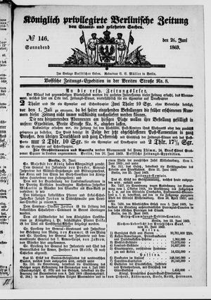 Königlich privilegirte Berlinische Zeitung von Staats- und gelehrten Sachen on Jun 26, 1869