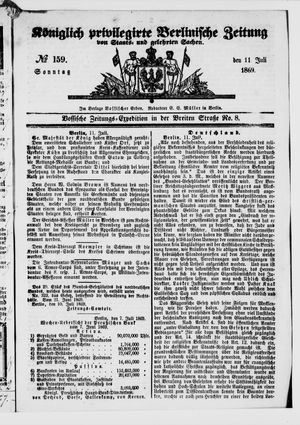 Königlich privilegirte Berlinische Zeitung von Staats- und gelehrten Sachen vom 11.07.1869