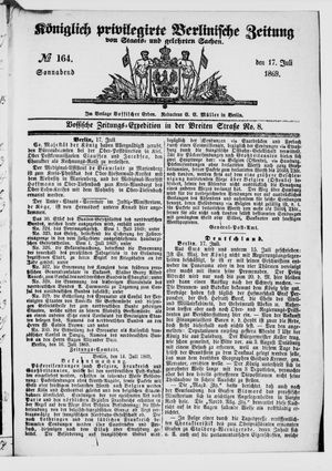 Königlich privilegirte Berlinische Zeitung von Staats- und gelehrten Sachen vom 17.07.1869