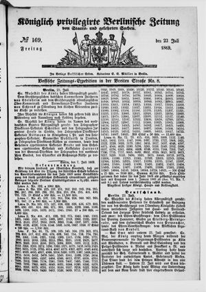 Königlich privilegirte Berlinische Zeitung von Staats- und gelehrten Sachen on Jul 23, 1869